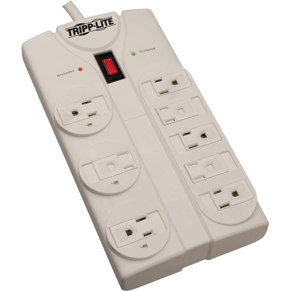 8 Outlet Sur Protector Power Strip, Extra Long Cord 25ft, Right-Angle Plug, Lifetime Limited Warranty & Dollar 75K Insurance (TLP825) , White
