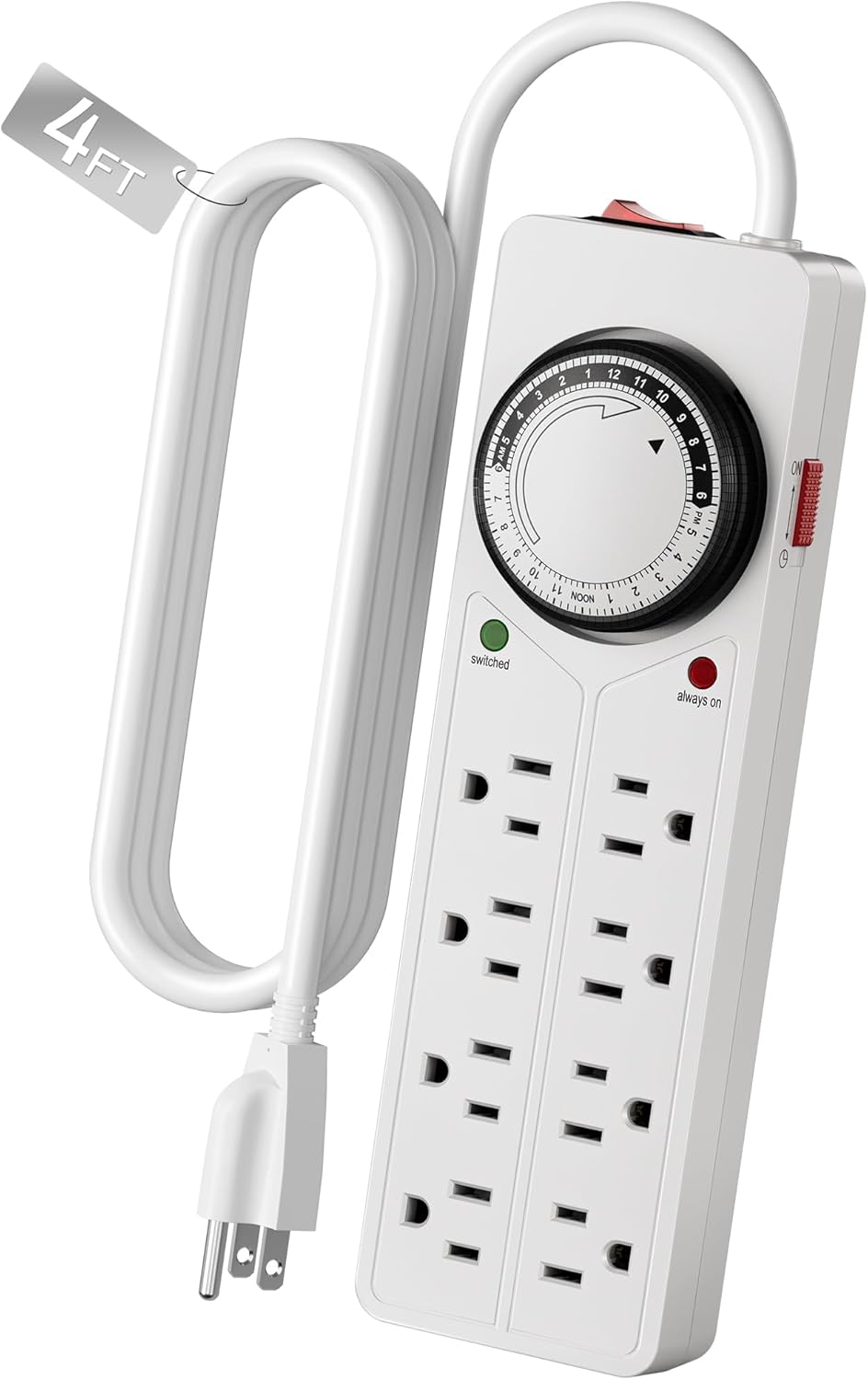 8 Outlet Sur Protector with Mechanical Timer (4 Outlets Timed, 4 ...