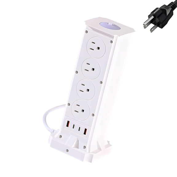 8 Outlet Vertical Power Strips Small Design for Multiple Devices Safe Plastic Housing Suitable for Small Space