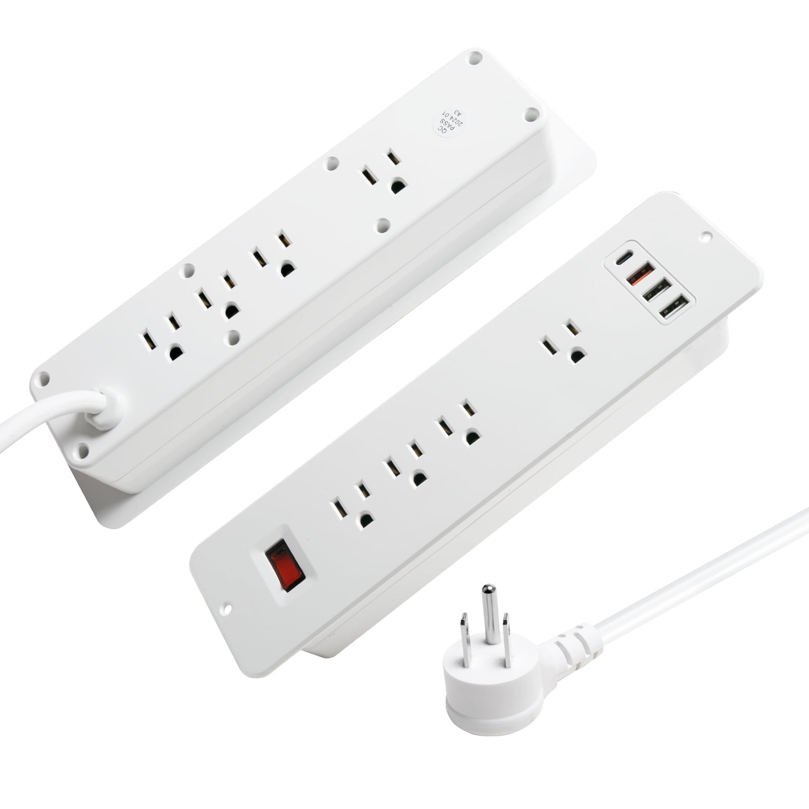 8 Outlets Double Side Recessed Power Strip with USB C PD 20W, Flush Mount Fast Charge Desktop Power Extender Built in Under Desk Multiple Power Outlets Flat Plug for Furniture Table Conference