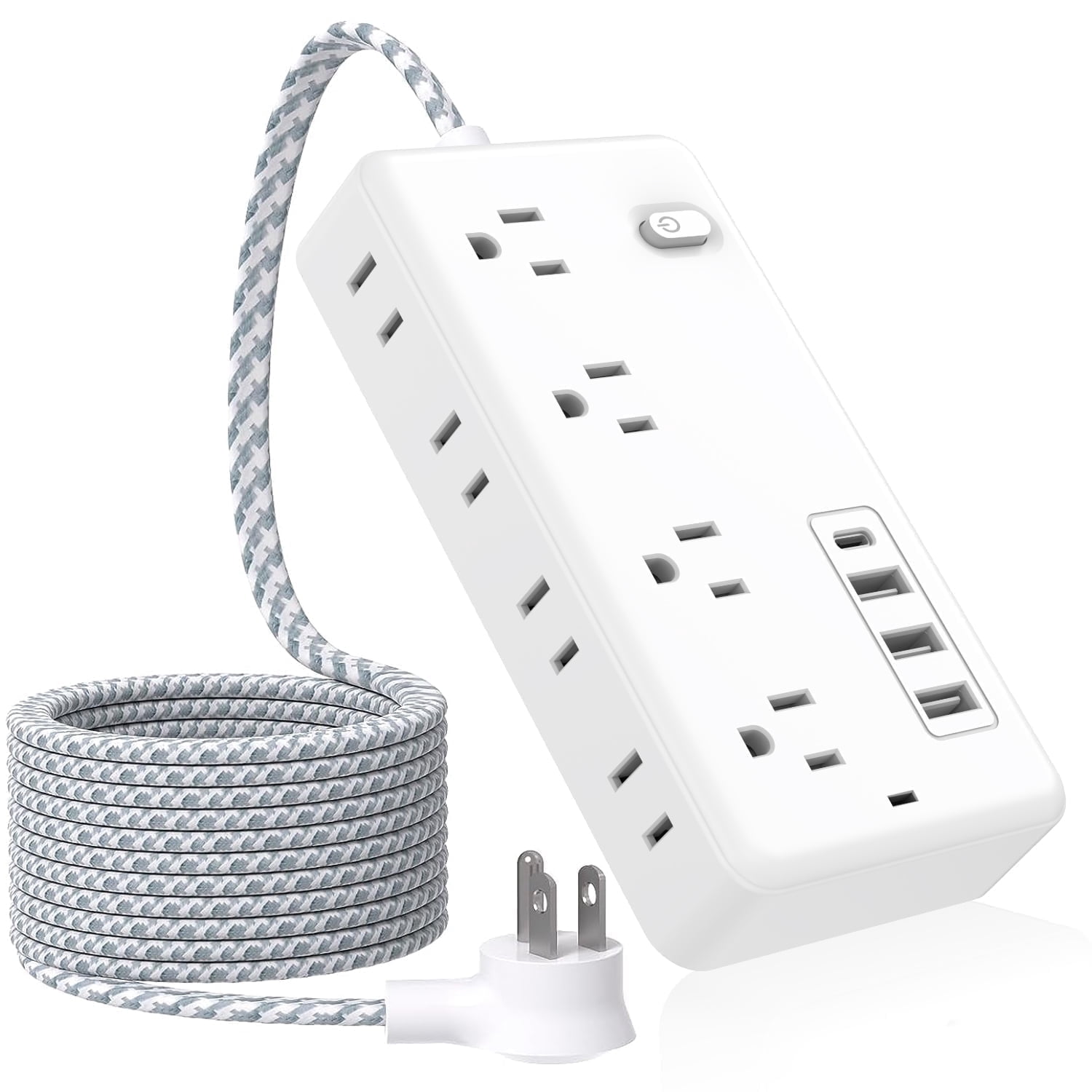 Computer Outlets 8 Outlets Power Strip with 3 USB Ports/1 Type-C Surge & Lightning ...