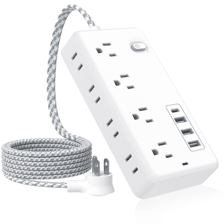 8 Outlets Power Strip with 3 USB Ports/1 Type-C Surge & Lightning Protection Fast Charging & Space-Saving Upgraded braided thread for greater stability 5FT price history and forecast - AgQrDkrc