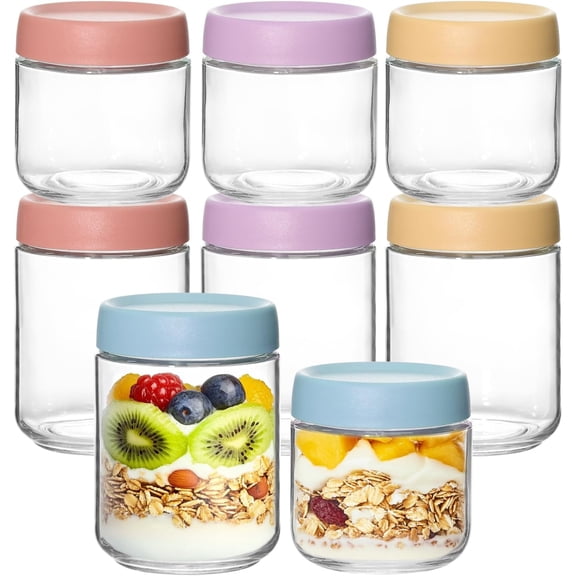 8  Overnight Oats Containers With , 16oz +10oz Wide Mouth Mason Jars with Airtight , Meal Prep Containers  Storage Glass Jars in  for Snack Yogurt Parfait  Sugar