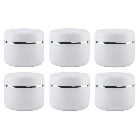 8 Oz (250ml) White Plastic Cosmetic Jars with Inner Liners and Dome Lids Refillable Make-up Cosmetic Containers Pot Case