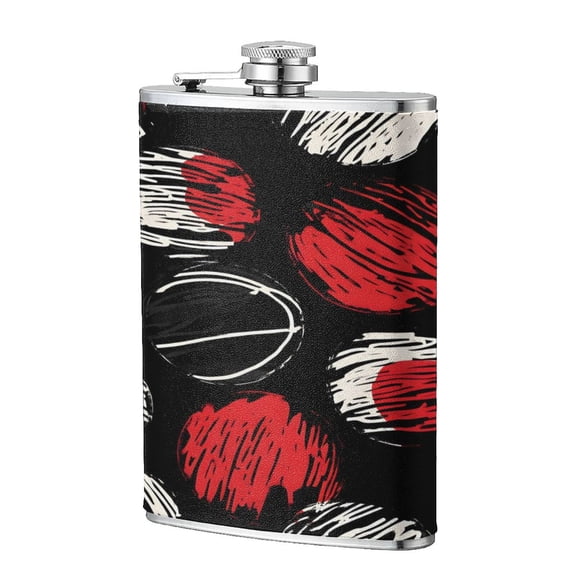 8 Oz Flagon Stainless Steel Leather Hip Flask Compact Pocket Size Leak Proof Seal For Camping Hiking Beach Party Gift For Men Basketball Street Graffiti Style