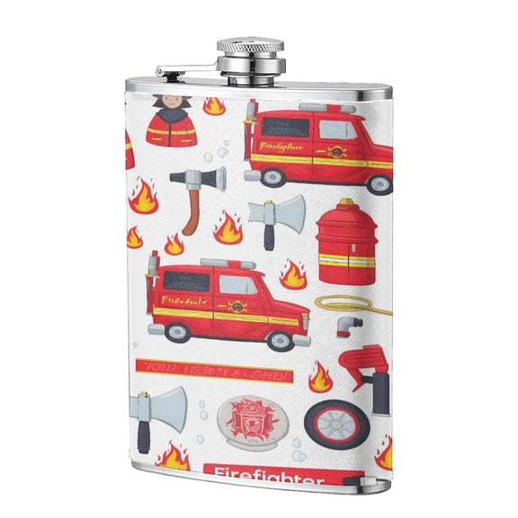 8 Oz Flagon Stainless Steel Leather Hip Flask Compact Pocket Size Leak Proof Seal For Camping Hiking Beach Party Gift For Men Fire-Fighting Equipment