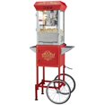 thumbnail image 1 of Popcorn Maker with Cart - 850W Popper Machine, 8oz Kettle - 48 Cups Per Batch, Tempered Glass, 4 Scoops, Movie Theater Style, Red, 1 of 6