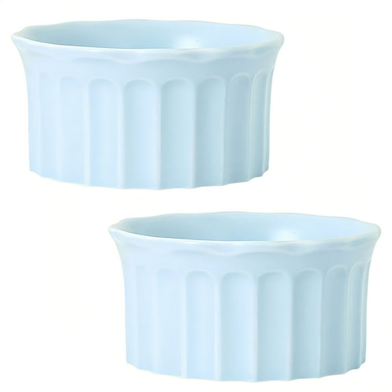 8 Oz Ramekins, Creme Brulee Ramekins Oven Safe, Porcelain Souffle Dish-blue-Set of 2