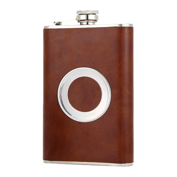 8 Oz Stainless Steel Hip Flask with Swing Hinge Leak Proof Cap and Cup