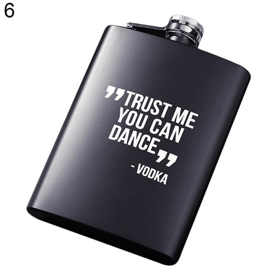 8 Oz Stainless Steel Pocket Hip Flask, Leak Proof Funny Letter Print for Men, Alcohol Whiskey Gift