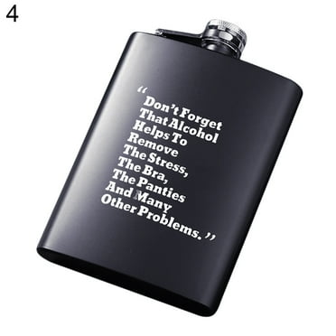 8 Oz Stainless Steel Pocket Hip Flask, Leak Proof Funny Letter Print for Men, Alcohol Whiskey Gift