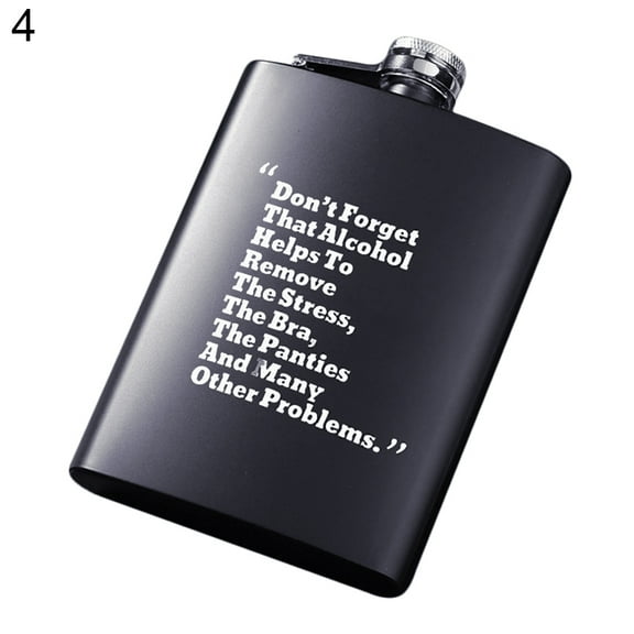 8 Oz Stainless Steel Pocket Hip Flask, Leak Proof Funny Letter Print for Men, Alcohol Whiskey Gift