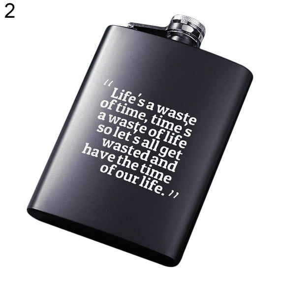 8 Oz Stainless Steel Pocket Hip Flask, Leak Proof Funny Letter Print for Men, Alcohol Whiskey Gift