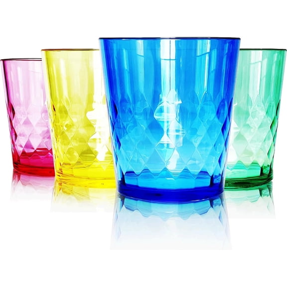 - 8 Oz Unbreakable Cups - Tumblers, Shatterproof, & Dishwasher Safe, Smooth Rims, , Indoor & Outdoor Use, Plastic Cups for & Adults - Set of 4-8 Oz