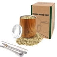 thumbnail image 1 of 8 Oz Yerba Mate Cup, Tea Cup Set Include Stainless Steel Modern Mate Cup, 2 Bombilla Mate Straws, Cleaning Brush and BPA Free Lid, Double-Walled and Hot & Cold Drink, for Mate Tea, Coffe(Brown), 1 of 7