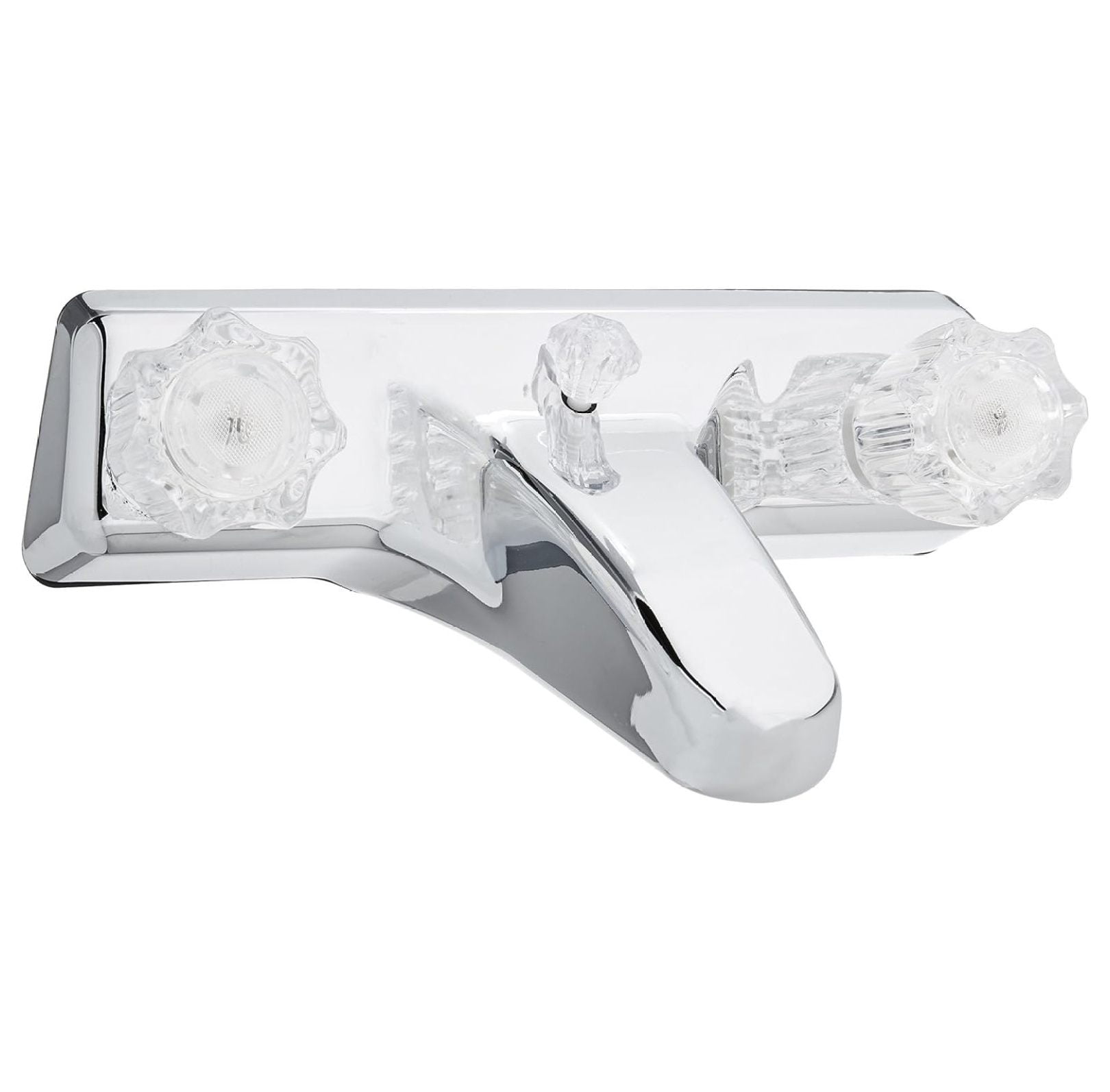 US Hardware Chrome Tub and Shower Faucet with Clear Handles