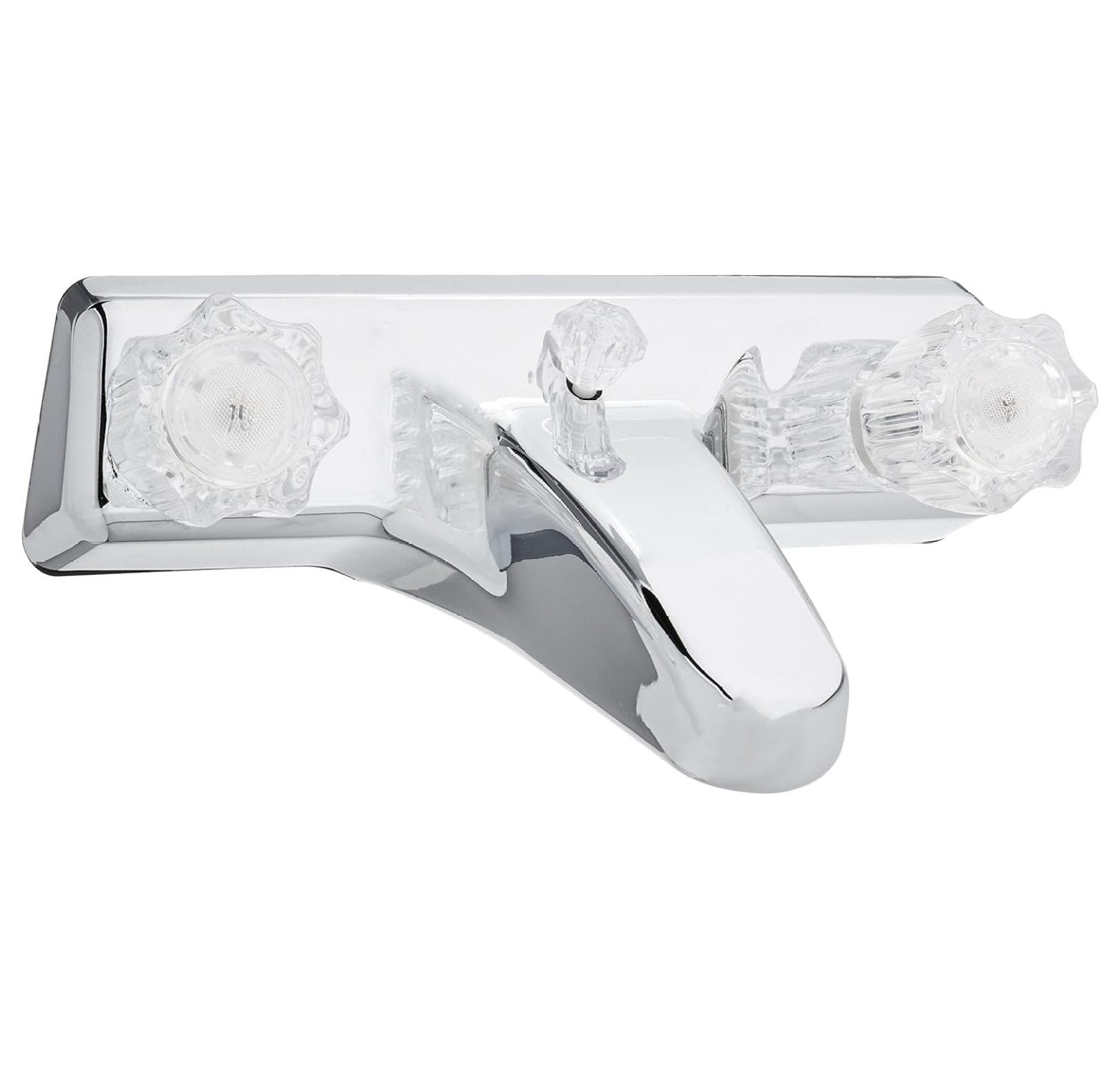 US Hardware Chrome Tub and Shower Faucet with Clear Handles