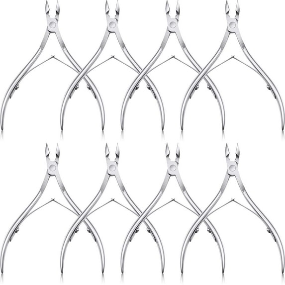 8 PACK Cuticle Trimmer Stainless Steel Cuticle Nippers Pointed Blade Dead Skin Cutter Clipper Remover Scissors Manicure Tools for Fingernails and Toenails