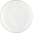 thumbnail image 1 of (8 PACK) EcoQuality 13" inch Round Charger Hammered Translucent Clear Plastic Plates with Gold Rim - China Like Party Plates, Heavy Duty Large Disposable Dinner Salad Plate Weddings, Serveware, 1 of 4