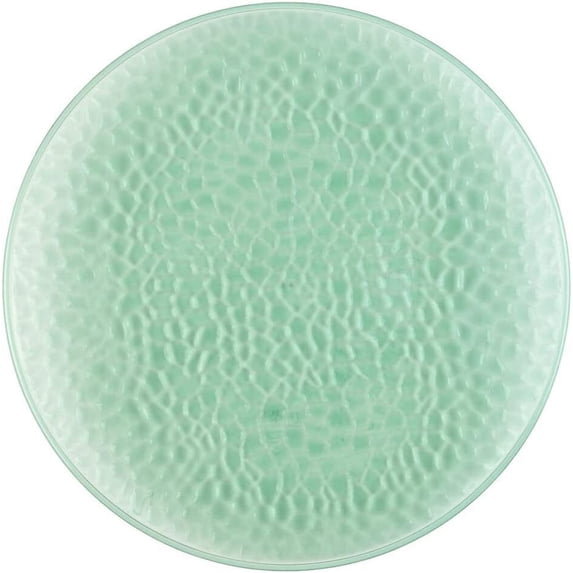 (8 PACK) EcoQuality 13" inch Round Charger Hammered Translucent Green Plastic Plates - China Like Party Plates, Heavy Duty Large Disposable Dinner Plates, Reusable Salad Plate Weddings, Serveware
