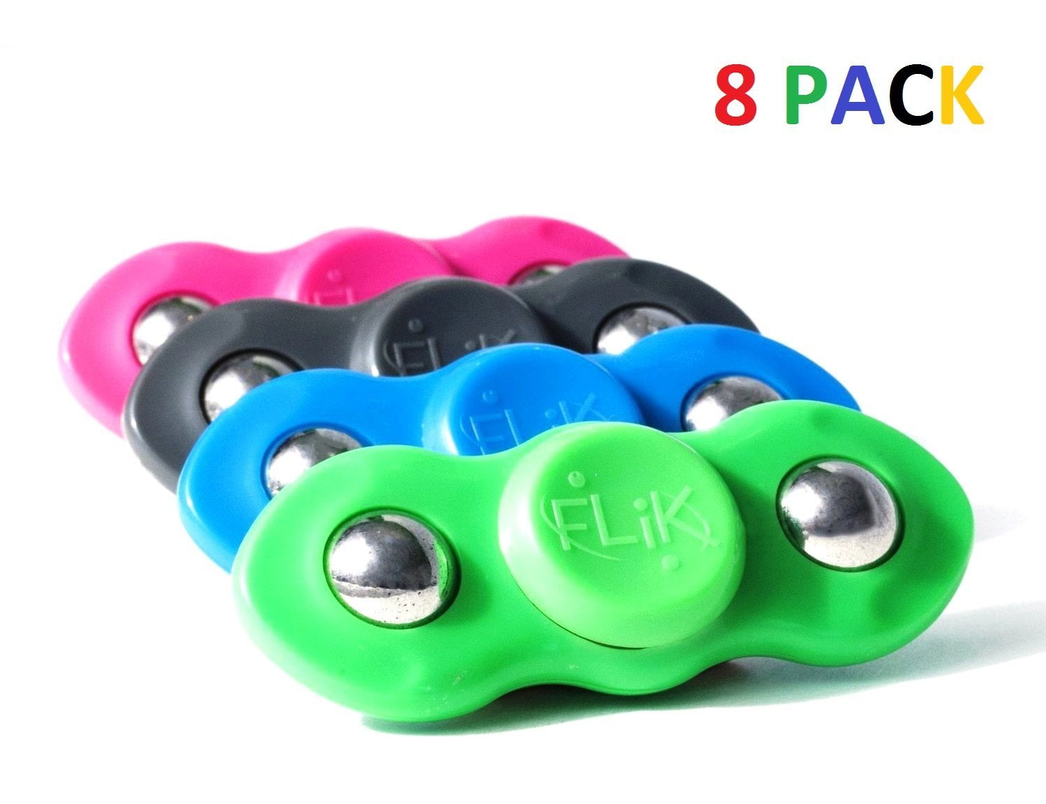 8 PACK Flik Hand Spinners Helps Focusing Fidget Focus Toy for Kids & Adults  Stress Reducing Fidget Spinner