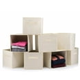 thumbnail image 1 of (8 PACK) Foldable Storage Boxes - Cube Basket Storage Bins - Beige Collapsible, 1 of 8