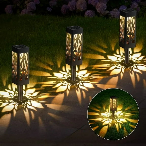 8 PACK Outdoor Upgraded Bright Solar Pathway Lights Bigger Size Decorative Garden Lighting For Outdoor Lawn Patio Pathway