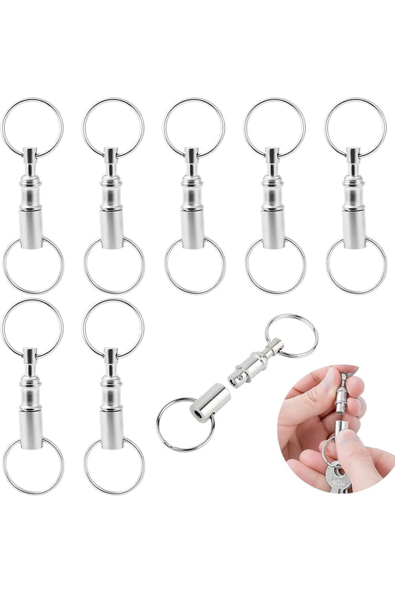 8 PACK Quick Release Detachable Pull Apart Key Rings Keychains Clip Connector,Double Spring Split Snap Seperate Chain Lock Holder -