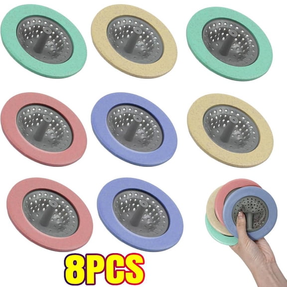 8 PACK Silicone Kitchen Sink Strainer,Large Wide Rim 4.5" Diameter, Silicone Drain Strainer