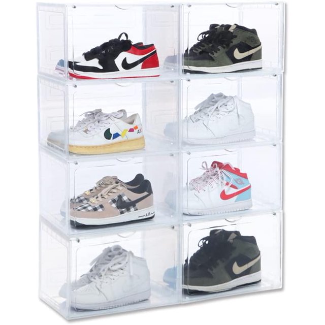 8 PACK XL Shoe Storage Box,Drop Side Sneaker Display Case,Shoe Boxes