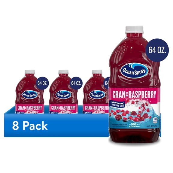 (8 pack) Ocean Spray Cran-Raspberry Cranberry Raspberry Juice Drink, 64 fl oz Bottle