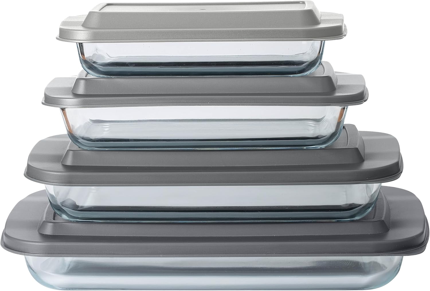 8 PC. Glass Baking Dish Set with Lids - Deep Casserole Dish, Glass Food ...