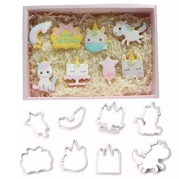 8 PC Unicorn Rainbow Mini Cookie Cutter Set