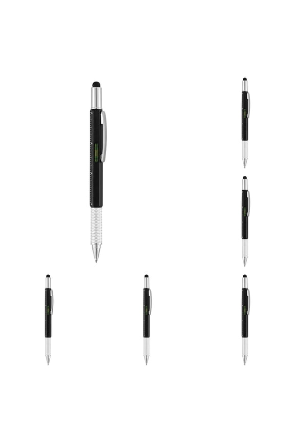 8 PC pen multitool,multi tool pen,6 in 1 Tech Tool Pen with Ruler, Level gauge, Ballpoint Pen, Stylus and 2 Screw Drivers, Multifunction Tool Pen Mens Gift Fit for Engineers and Technicians,Black