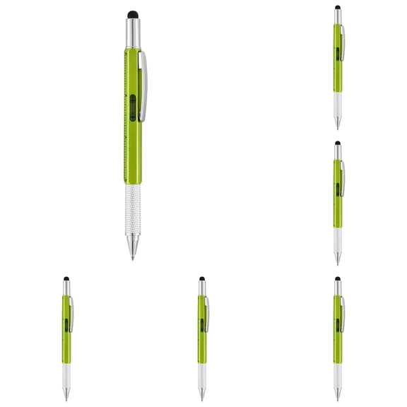 8 PC pen multitool,multi tool pen,6 in 1 Tech Tool Pen with Ruler, Level gauge, Ballpoint Pen, Stylus and 2 Screw Drivers, Multifunction Tool Pen Mens Gift Fit for Engineers and Technicians,Green