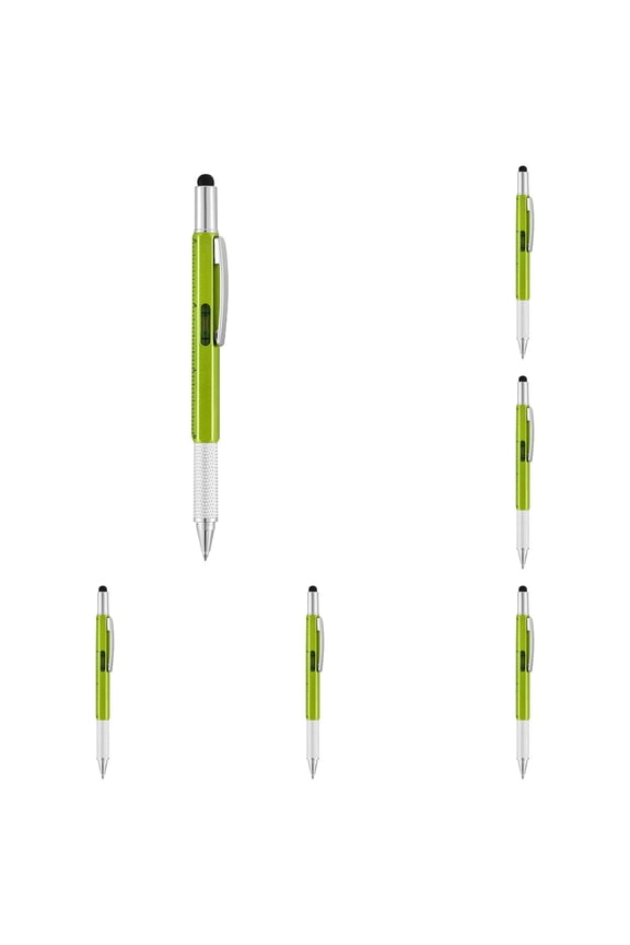 8 PC pen multitool,multi tool pen,6 in 1 Tech Tool Pen with Ruler, Level gauge, Ballpoint Pen, Stylus and 2 Screw Drivers, Multifunction Tool Pen Mens Gift Fit for Engineers and Technicians,Green