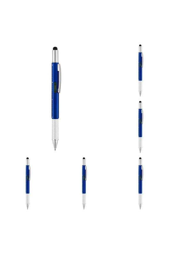 8 PC pen multitool,multi tool pen,6 in 1 Tech Tool Pen with Ruler, Level gauge, Ballpoint Pen, Stylus and 2 Screw Drivers, Multifunction Tool Pen Mens Gift Fit for Engineers and Technicians,Blue