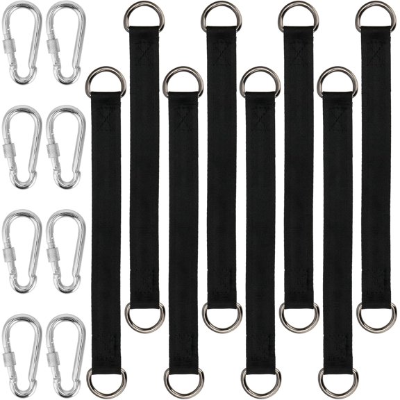 8 PCS 11.4 Inch Tree Swing Hanging Straps, Hammock Tree Straps, Nylon Tree Strap with 8 Hook Clasps, Hammock Extender Straps for Tree Swing and Hammock, Holds 220 Lbs