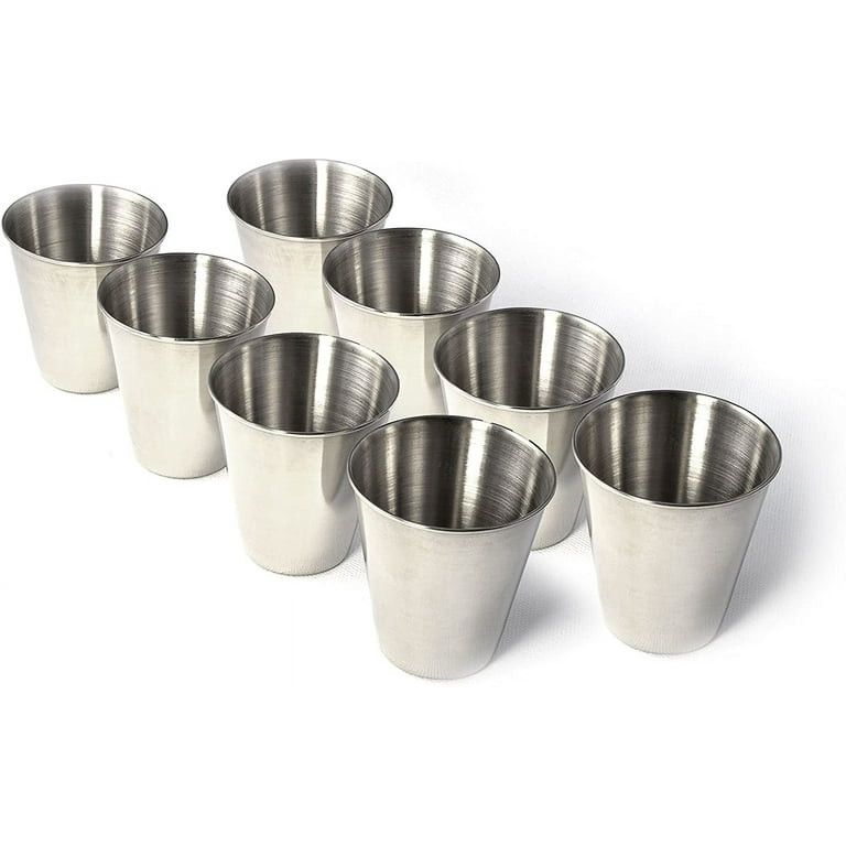 8 PCS 2 Ounce Stainless Steel Shot Cups, Drinking Vessel for Whiskey  Tequila Liquor Great Barware Gift,Unbreakable Metal 