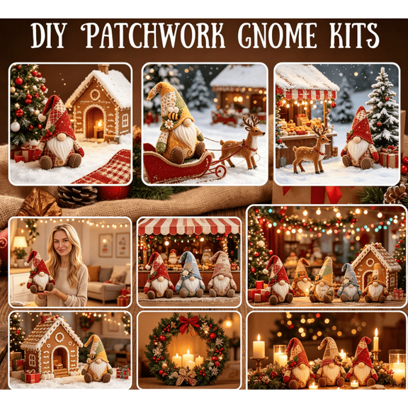 8 PCS 2026 New DIY Patchwork Gnomes Kit, Cozy Stuffed Animals Genomes, Halloween Decoration, Soft Plush Dolls, Complete Handcraft Collection for Birthday Gifts