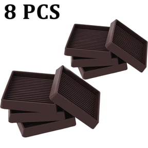 OFEFE 8 Pcs(3x3) Square Rubber Furniture Caster Cups,Non Slip Furniture Pads,Anti-Sliding Pads Bed Stopper Floor Protectors with Grip-Protect Flooring