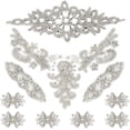 thumbnail image 1 of 8 PCS 4Style Crystal Rhinestone Applique Wedding Rhinestone Appliques Iron on/Sew on Rhinestone Bridal Patches Silver Bridal Wedding Appliques for Wedding Dress Belt Decoration, 1 of 9