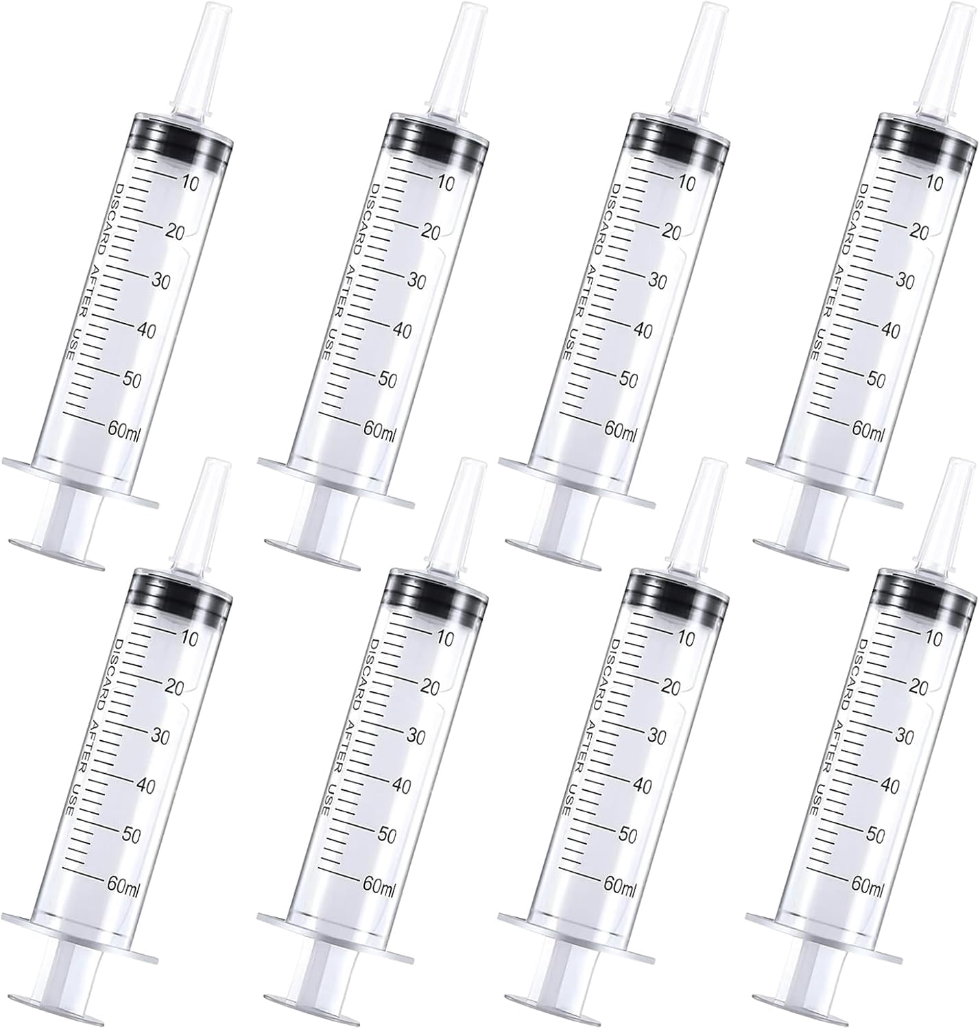 Reusable Lab Syringes 8 PCS 60ml Large Syringe, Syringes with Cap, Reusable Plastic Syringes ...