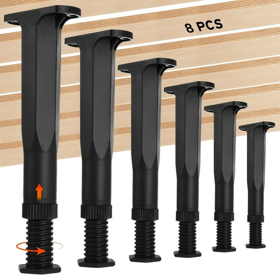 8 PCS Adjustable Bed Frame Support Legs, 7.7 - 14.8 Inches Frame Center Slats Heavy Support Legs, Furniture Support Feet for Frame Sofa Dresser Chair Table Furniture Replacement Parts
