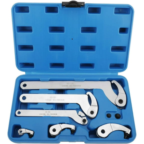 8 PCS Adjustable C Pin Spanner Hook Wrench Tool Set, Spanner Nut Wrench with Changeable Round Head for Bicycle, Bike, Motorcycle Suspension Collar, Nut Adjustment