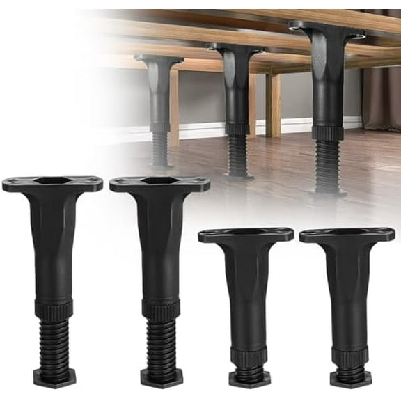 8 PCS Adjustable Height Bed Support Legs (5.1"-8.3") for King Queen Bed Slats, Black, Plastic, Round, Industrial Style, 620 lbs Weight Capacity$$Tools & Hardware Other