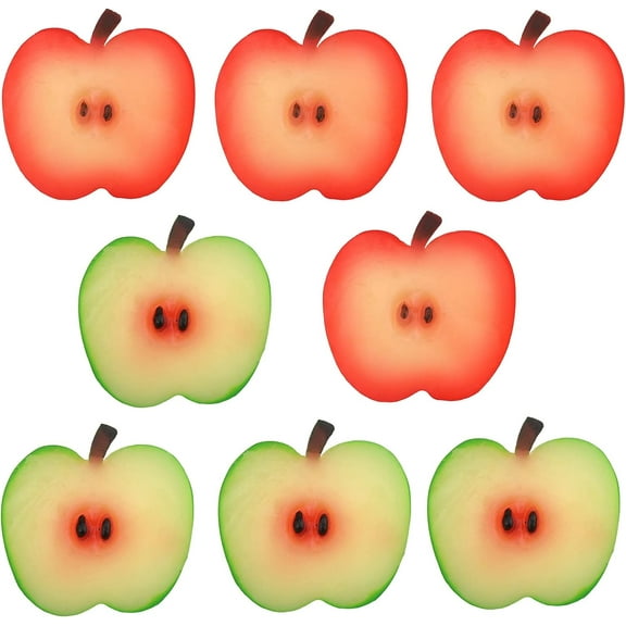 8 PCS Artificial Apple Slice Red & Green Fake Fruit Slices Home Table Cabinet Decoration