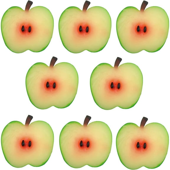 8 PCS Artificial Green Apple Slice Fake Fruit Slices Decoration Photography Props