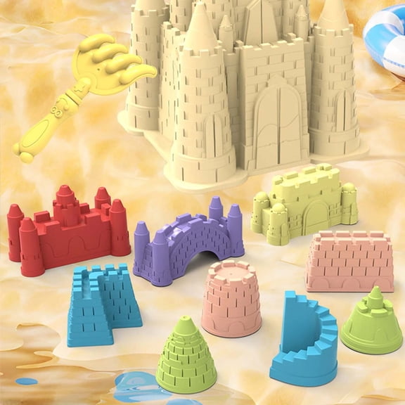 8 PCS Beach To-ys Castle Sand Sets Large Sandpit Water Snow Molds Outdoor Seaside Summer Decor Durable Weather Resistant Material For Beach PoolA