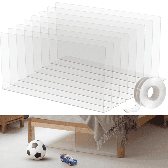 8 PCS 16" L x 7.9" H Under Bed Blocker, Clear PVC Under Couch Blockers, Toy Couch Blockers for Under Couch Bed Stoppers with Strong Adhesive for Hard Surface Floors